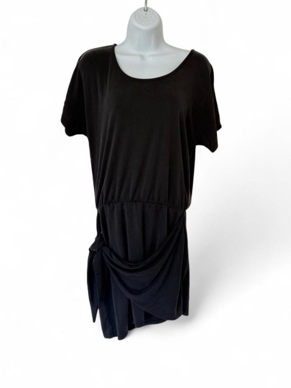 Tobi Black Short Sleeve Wrap Front Tie Waist Mini Dress Size XS